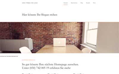 Homepage Vorlage minimalistisches Webdesign